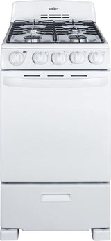 Summit RG200WS 20 Freestanding Gas Range with 4 Burners 2.3 cu. ft. Oven Capacity Broiler Compartment ADA Compliant in White