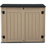 DWVO 5x3ft Resin Outdoor Storage Shed with Floor, Waterproof Lockable Storage Shed with Window, Plastic Outside Tool Storage for Garden, Backyard, Patio, Lawn, Gray
